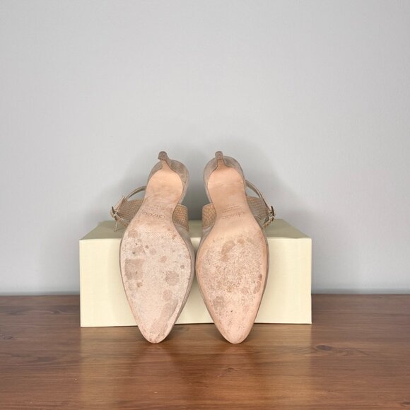 Elizee Italian Handcrafted Suede and Python Print Leather Pointed-Toe Pumps - Picture 10 of 13